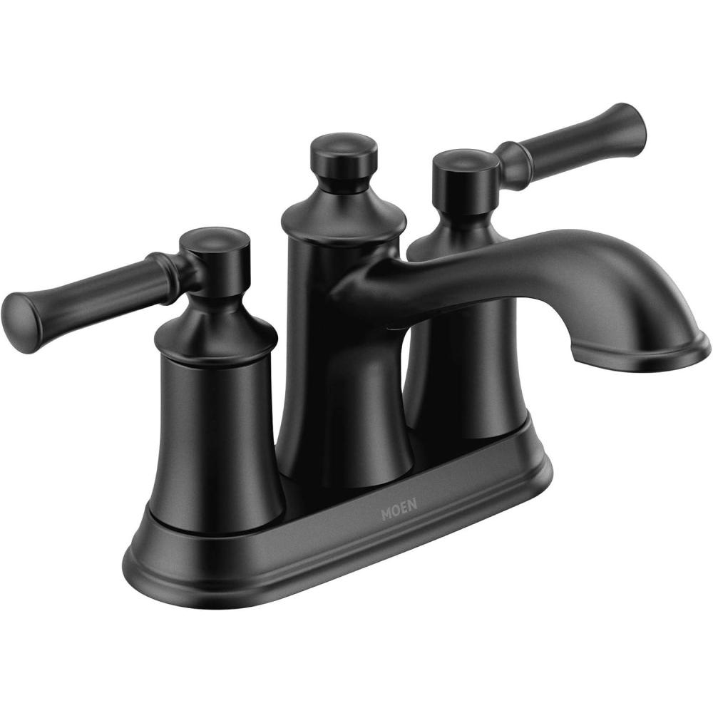 image:imageMoen Dartmoor Matte Black Traditional Two Handle Centerset Bathroom Sink Faucet 6802BLMatte Black