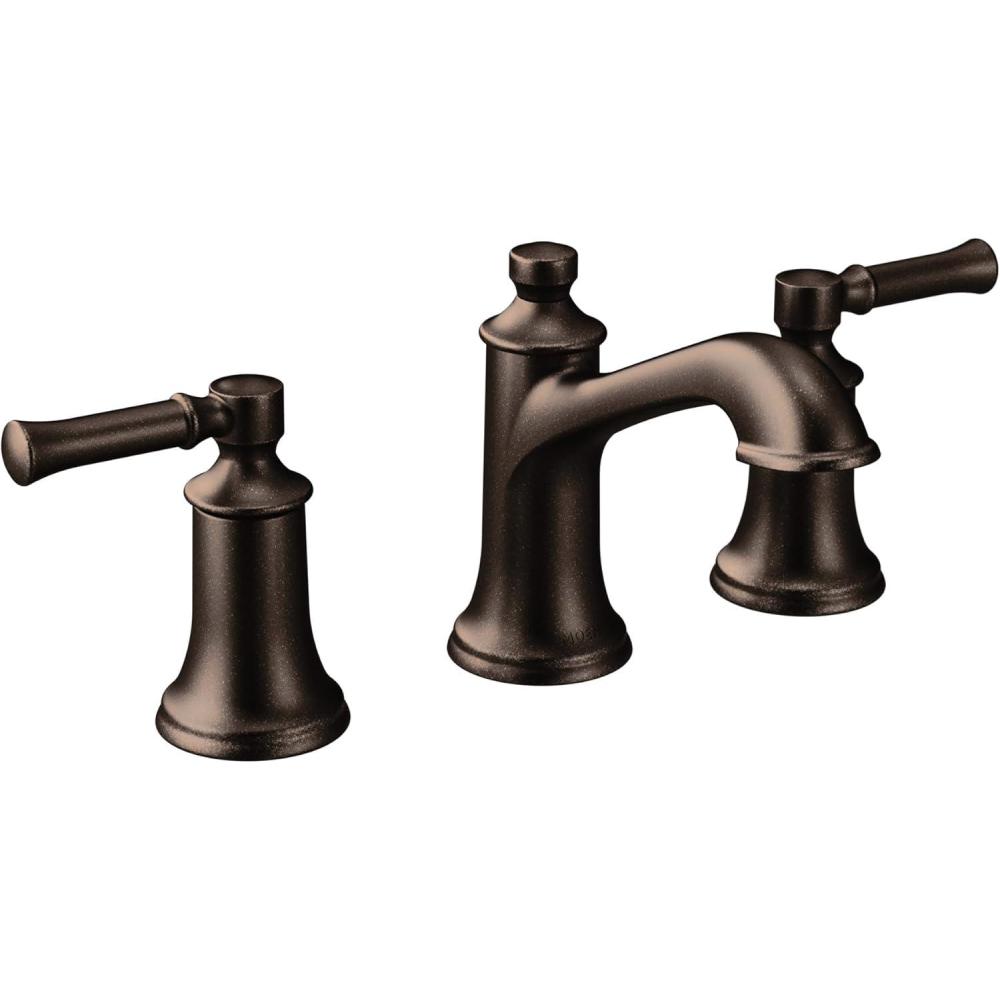 image:imageMoen Dartmoor OilRubbed Bronze TwoHandle High Arc Widespread Bathroom Sink Faucet for 3Hole Setups with Valve Included TV6805ORBOil Rubbed Bronze