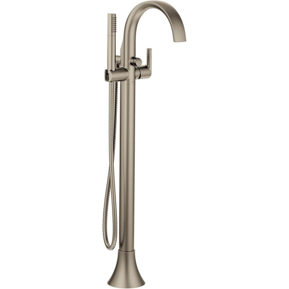 image:imageMoen Doux Matte Black OneHandle Freestanding Floor Mount Bathtub Filler with Handshower Free Standing Tub Faucet S3105BLBrushed Nickel