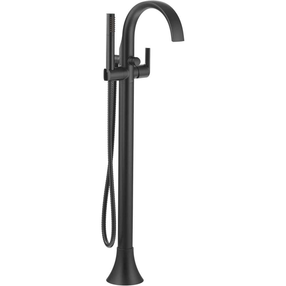 image:imageMoen Doux Matte Black OneHandle Freestanding Floor Mount Bathtub Filler with Handshower Free Standing Tub Faucet S3105BLMatte Black