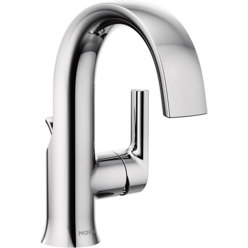 image:imageMoen Doux Matte Black OneHandle High Arc Laminar Stream Bathroom Faucet Contemporary Single Hole Bathroom Sink Faucet S6910BLChrome