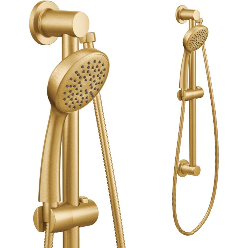 image:imageMoen Eco Performance Single Function Handheld Showerhead 24 Inch Slide Bar Brushed Gold Finish 3868EPBGBrushed Gold