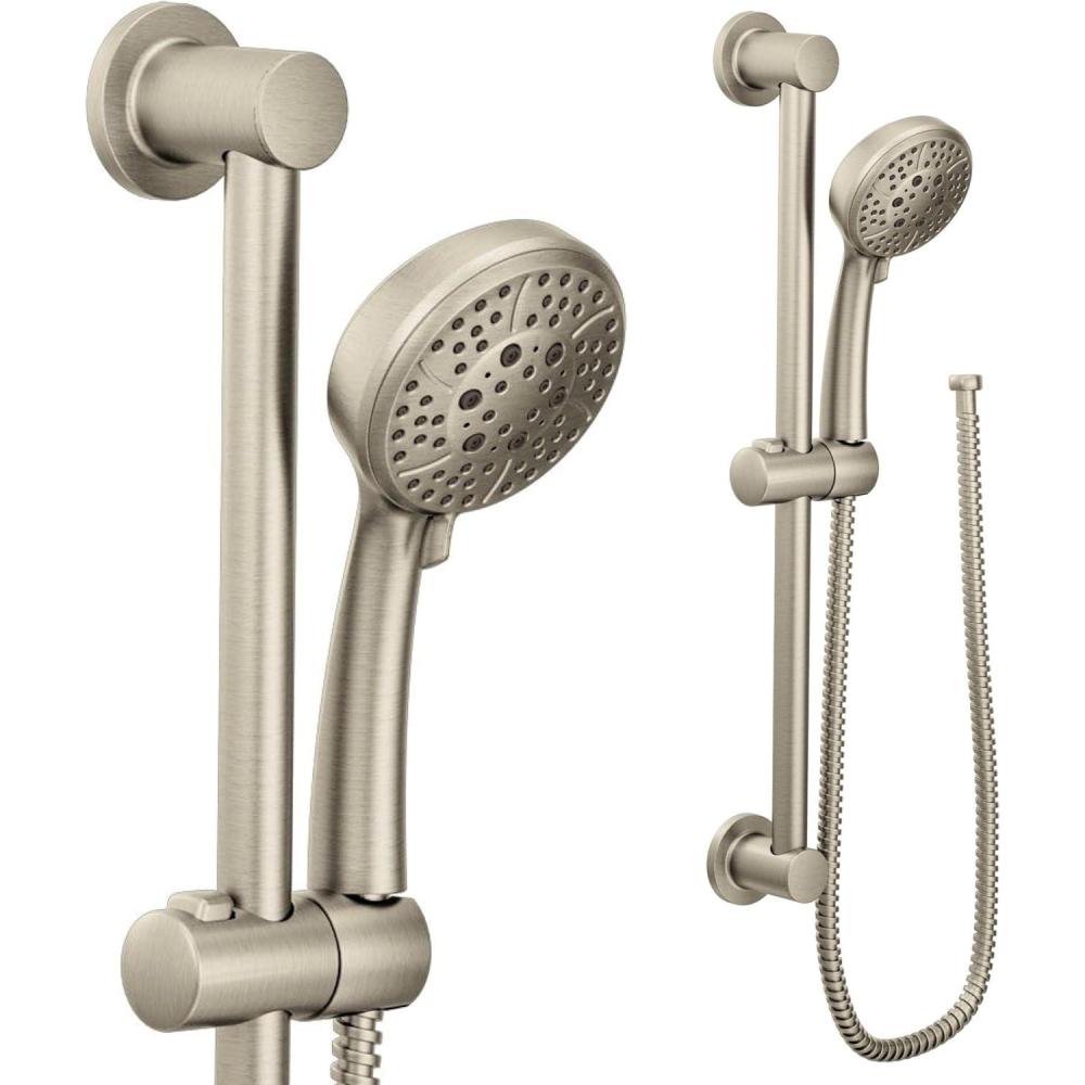 image:imageMoen EcoPerformance OilRubbed Bronze 4Spray Pattern Detachable Handheld Showerhead with 69InchLong Hose with 30Inch Slide Bar 3669EPORBBrushed Nickel