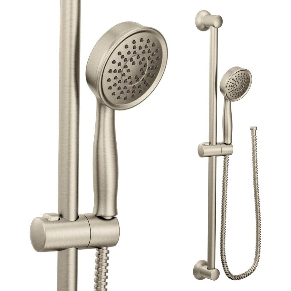 image:imageMoen EcoPerformance OilRubbed Bronze Detachable Handheld Showerhead with 69InchLong Hose Featuring 24Inch Slide Bar 3668EPORBBrushed Nickel
