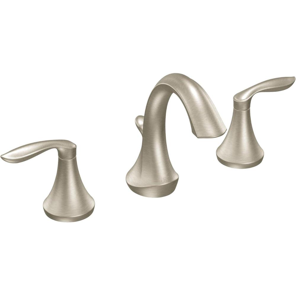 image:imageMoen Eva OilRubbed Bronze TwoHandle HighArc 8Inch Widespread Bathroom Faucet with Drain Assembly Valve Required T6420ORBBrushed Nickel
