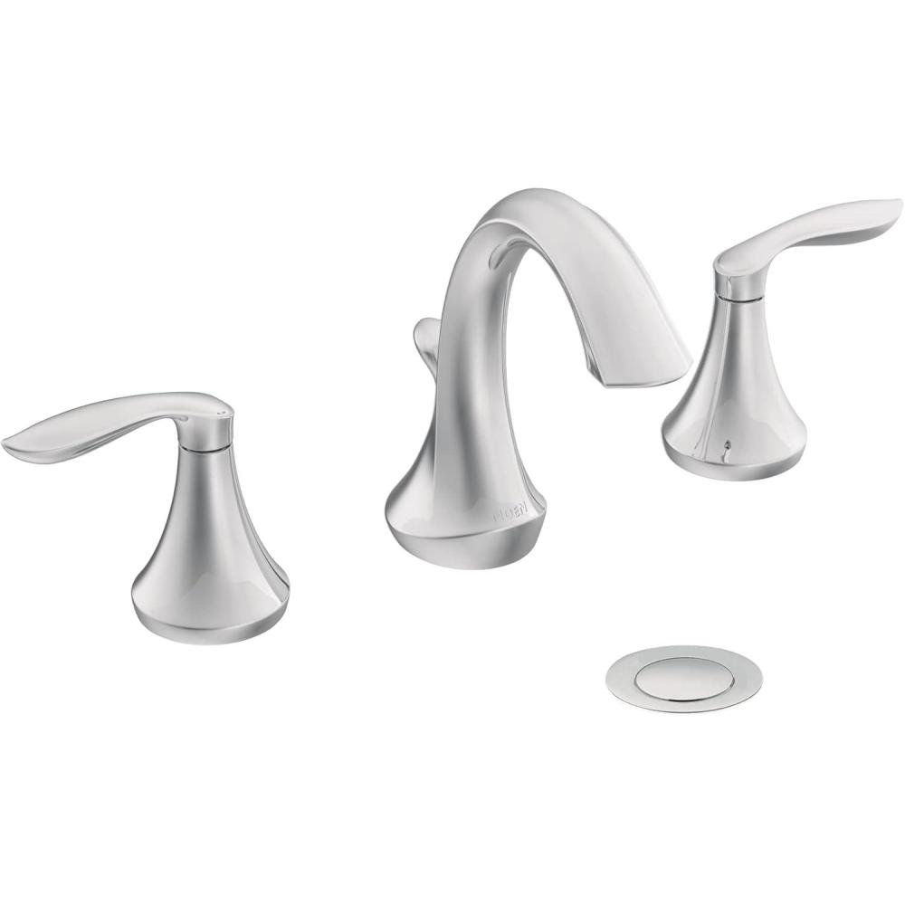 image:imageMoen Eva OilRubbed Bronze TwoHandle HighArc 8Inch Widespread Bathroom Faucet with Drain Assembly Valve Required T6420ORBChrome