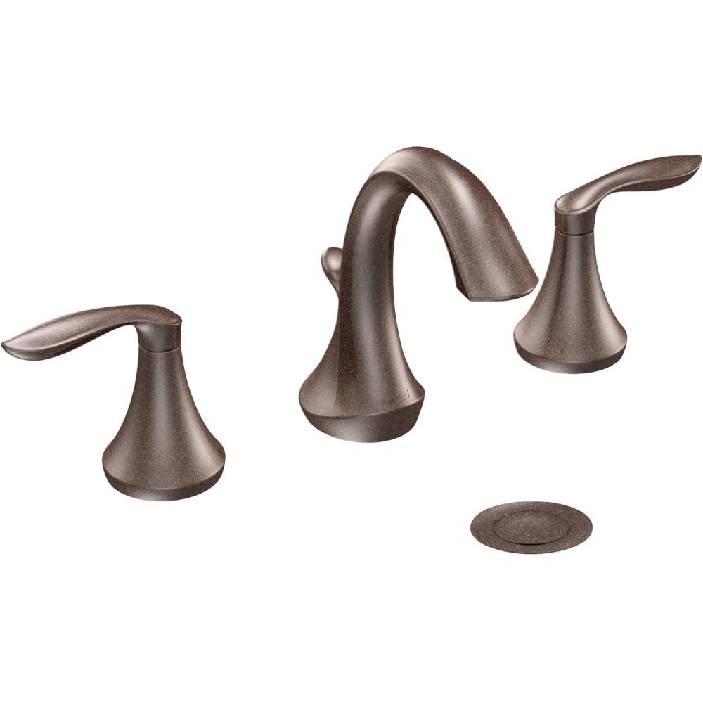 image:imageMoen Eva OilRubbed Bronze TwoHandle HighArc 8Inch Widespread Bathroom Faucet with Drain Assembly Valve Required T6420ORBOil Rubbed Bronze