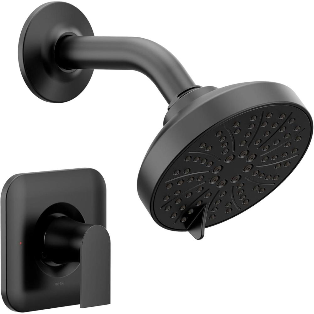 image:imageMoen Genta LX Pressure Balancing EcoPerformance Modern Shower Trim with Showerhead and Lever Handle PosiTemp Valve Required Chrome T2472EPMatte Black