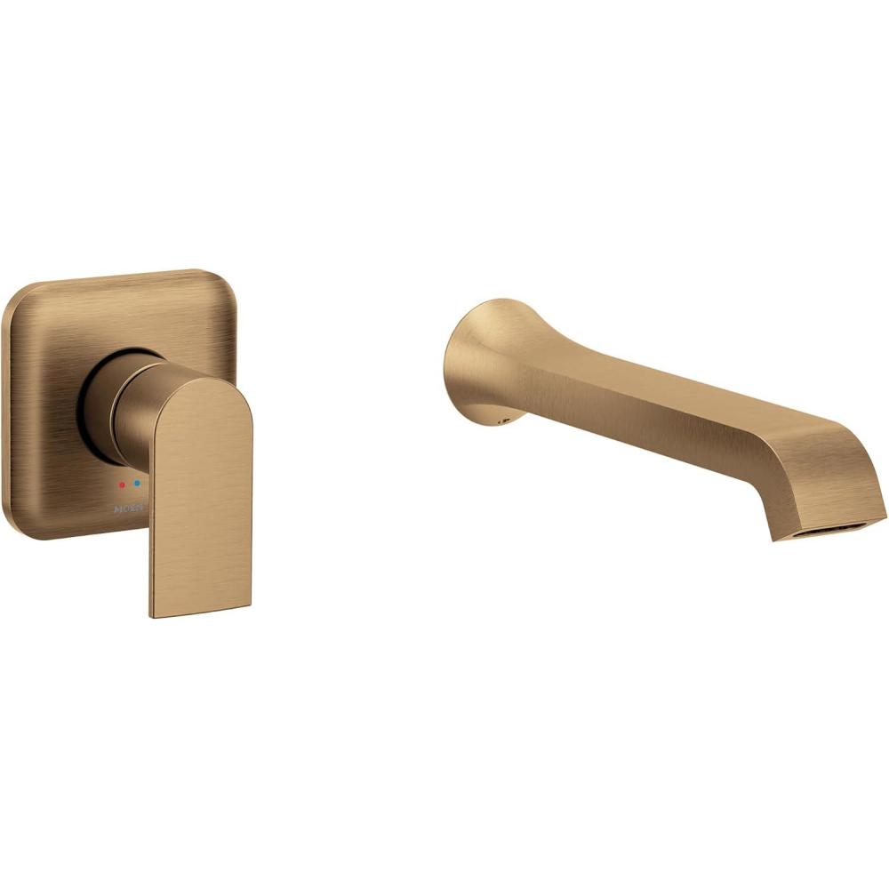 image:imageMoen Genta LX Single Handle Wall Mount Tub Filler Contemporary High Flow Tub Faucet with 10Inch Spout Reach Brushed Nickel WT901BNBronzed Gold