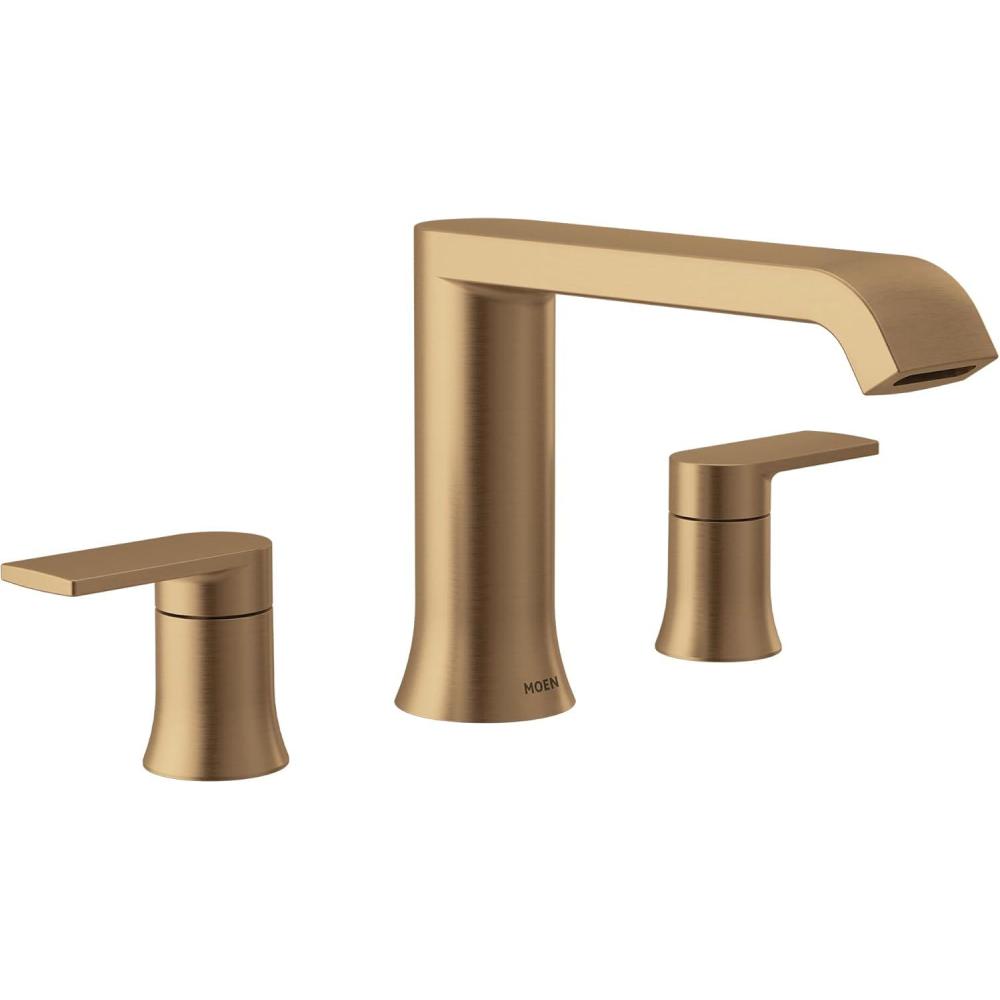 image:imageMoen Genta LX TwoHandle Deck Mounted Roman Tub Faucet Widespread Modern Bathtub Set for Soaking Tub Valve Required Brushed Nickel T908BNBronzed Gold