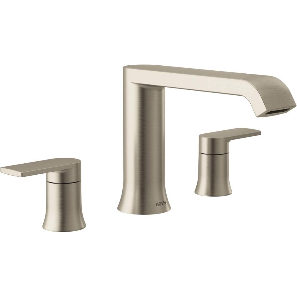 image:imageMoen Genta LX TwoHandle Deck Mounted Roman Tub Faucet Widespread Modern Bathtub Set for Soaking Tub Valve Required Brushed Nickel T908BNBrushed Nickel