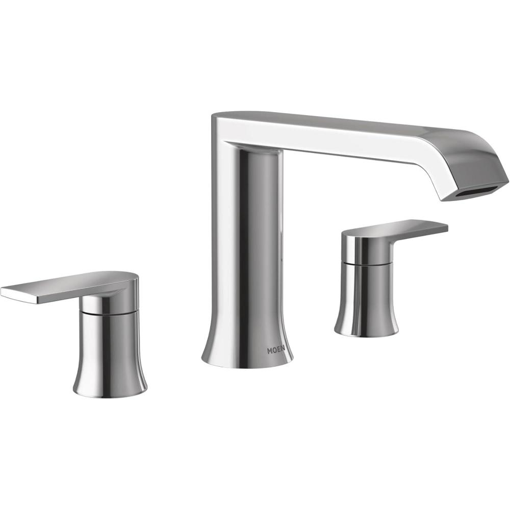 image:imageMoen Genta LX TwoHandle Deck Mounted Roman Tub Faucet Widespread Modern Bathtub Set for Soaking Tub Valve Required Brushed Nickel T908BNChrome