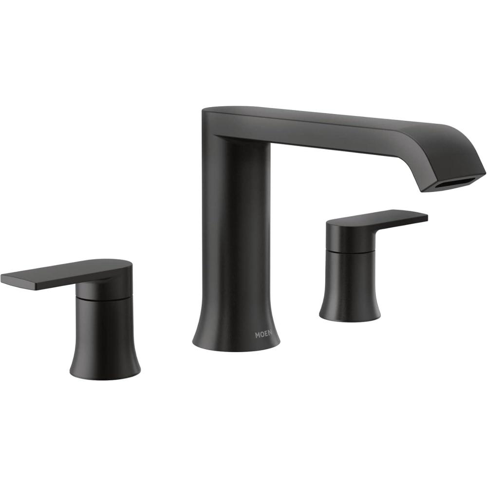 image:imageMoen Genta LX TwoHandle Deck Mounted Roman Tub Faucet Widespread Modern Bathtub Set for Soaking Tub Valve Required Brushed Nickel T908BNMatte Black