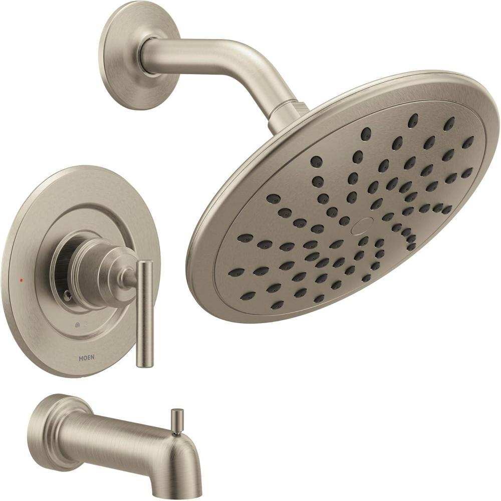 image:imageMoen Gibson Chrome PosiTemp Pressure Balancing Modern Tub and Shower Trim with 8Inch Rainshower Valve Required T3003EPBrushed Nickel
