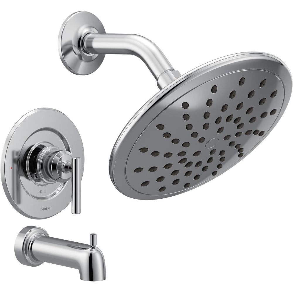 image:imageMoen Gibson Chrome PosiTemp Pressure Balancing Modern Tub and Shower Trim with 8Inch Rainshower Valve Required T3003EPChrome