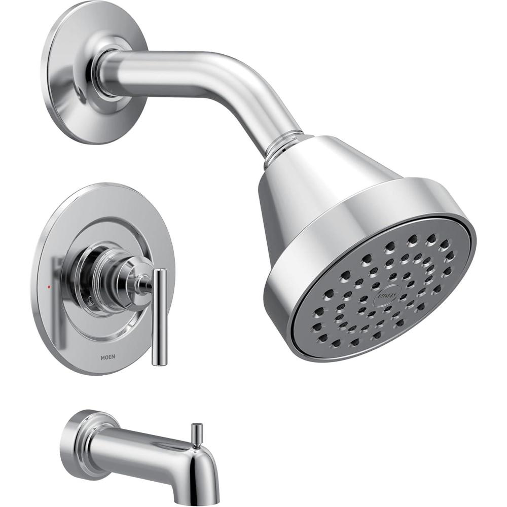 image:imageMoen Gibson Matte Black Pressure Balancing EcoPerformance Showerhead Shower Handle and Tub Spout PosiTemp Valve Required T2903EPBLChrome