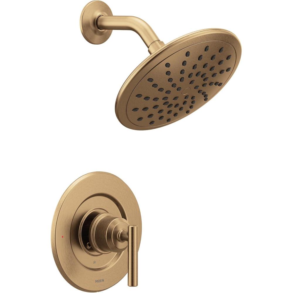 image:imageMoen Gibson PosiTemp Pressure Balancing Modern Shower Trim with 8Inch EcoPerformance Rainshower Head Valve Required Matte Black T3002EPBLBronzed Gold