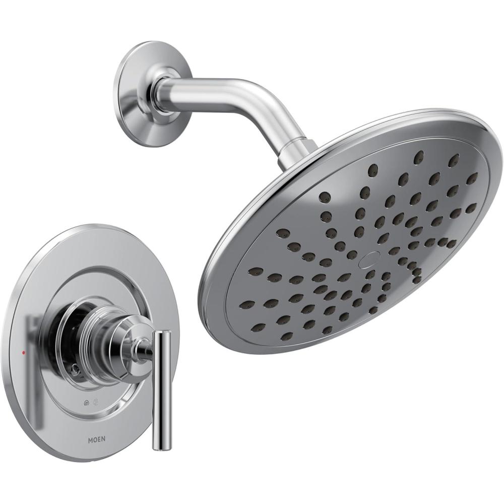 image:imageMoen Gibson PosiTemp Pressure Balancing Modern Shower Trim with 8Inch EcoPerformance Rainshower Head Valve Required Matte Black T3002EPBLChrome