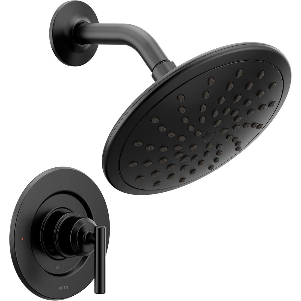 image:imageMoen Gibson PosiTemp Pressure Balancing Modern Shower Trim with 8Inch EcoPerformance Rainshower Head Valve Required Matte Black T3002EPBLMatte Black