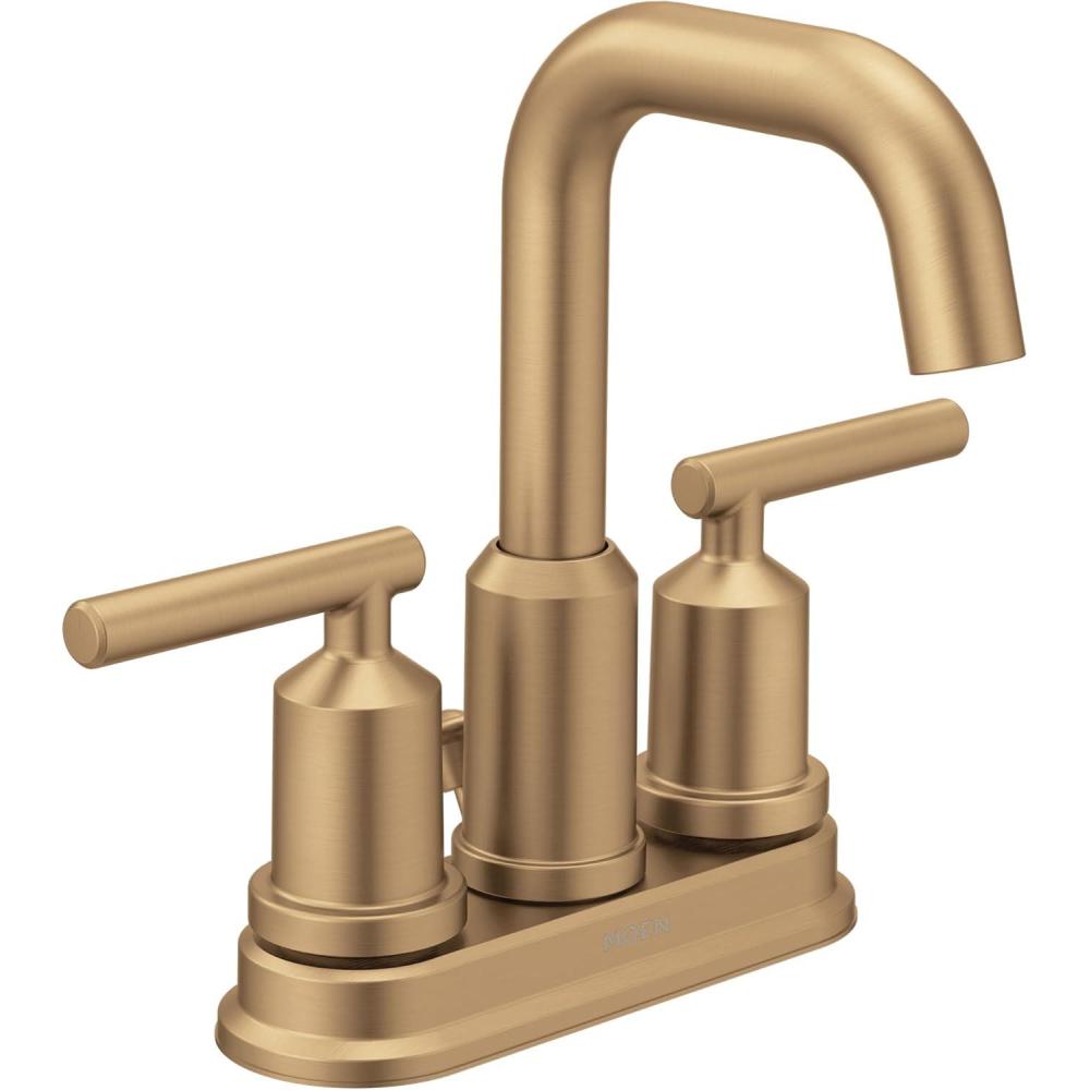 image:imageMoen Gibson TwoHandle Centerset High Arc Modern Bathroom Faucet with Drain Assembly Matte Black 6150BLBronzed Gold