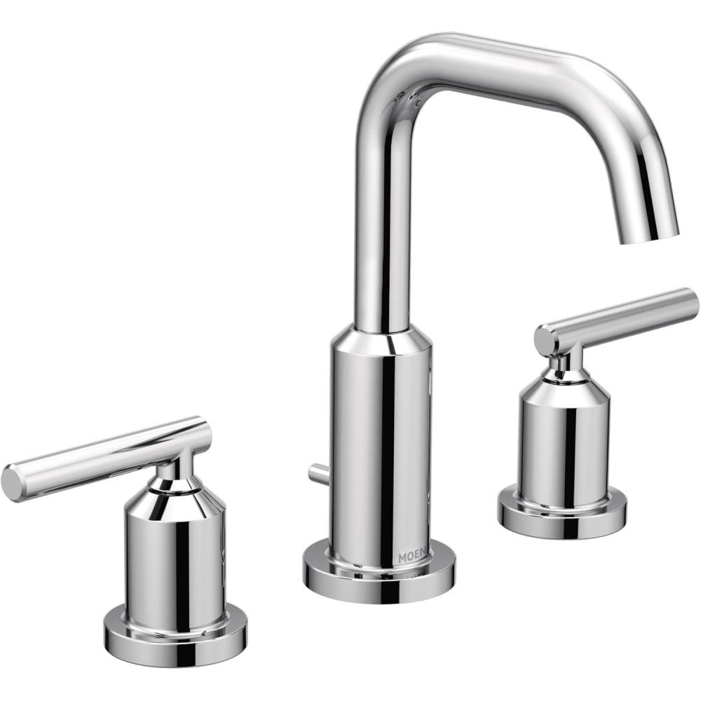 image:imageMoen Gibson TwoHandle High Arc Widespread Modern Bathroom Sink Faucet for 3Hole Setups with Valve Included Brushed Nickel TV6142BNChrome