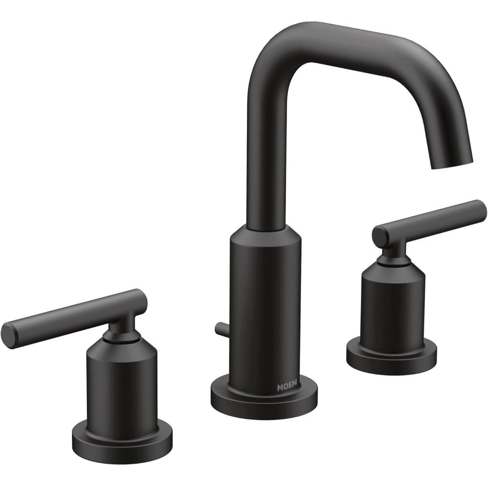 image:imageMoen Gibson TwoHandle High Arc Widespread Modern Bathroom Sink Faucet for 3Hole Setups with Valve Included Brushed Nickel TV6142BNMatte Black