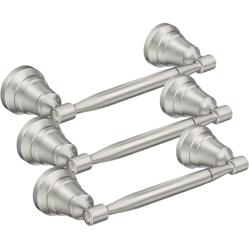 image:imageMoen Halle Brushed Nickel Moen MY0318BN Halle 18inch Single Towel Bar MY0318BNTP Holder Pack of 3