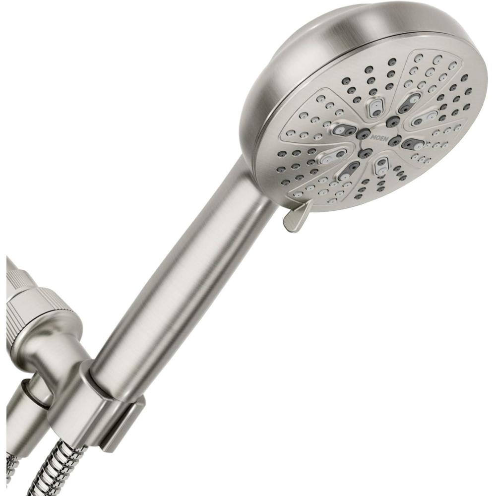 image:imageMoen Hydro Energetix High Pressure Shower Head with Handheld Sprayer 8 Handheld Shower Head Spray Settings Spot Resist Brushed Nickel Finish 200H0SRNSpot Resist Brushed Nickel