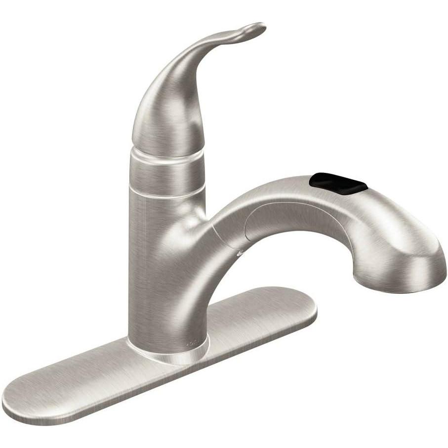 image:imageMoen Integra Chrome OneHandle Pullout Kitchen or Laundry Faucet Featuring Power Clean 67315CStainless