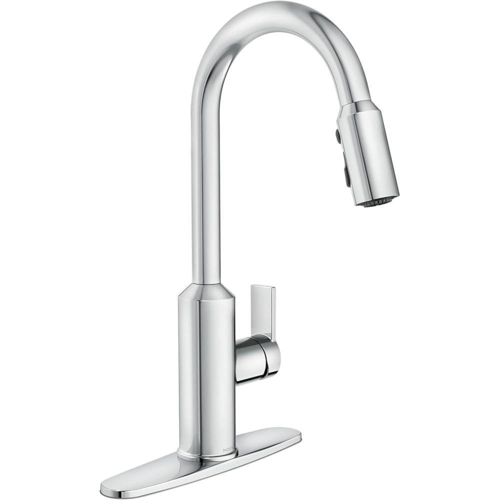 image:imageMoen Meena One Handle Kitchen Faucet with Pull Down Sprayer High Arc Kitchen Sink Faucet Featuring Reflex System and Duralock Quick Connect Bronzed Gold 87270BZGChrome