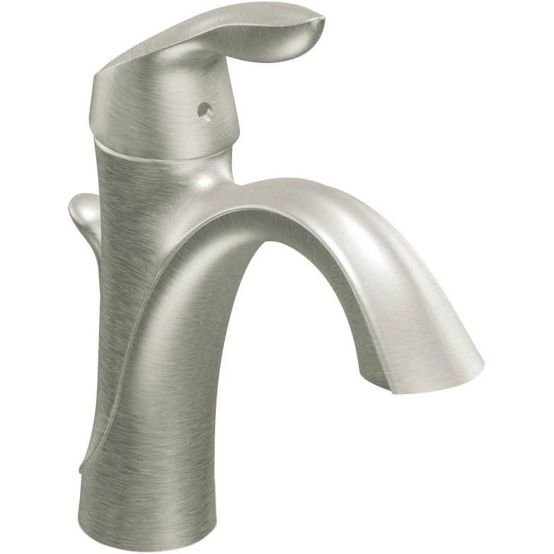 image:imageMoen OilRubbed Bronze Single Hole Bathroom Sink Faucet Trim Kit with Deck Plate and Water Drain Ideal for Bath Vanity Sinks 6400ORBBrushed Nickel