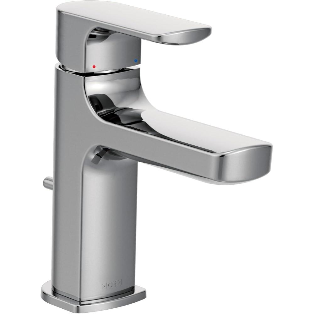 image:imageMoen Rizon Matte Black OneHandle Modern Bathroom Faucet with Drain Assembly 6900BLChrome