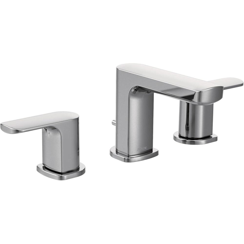 image:imageMoen Rizon Matte Black TwoHandle Widespread Bathroom Faucet Valve Required T6920BLChrome