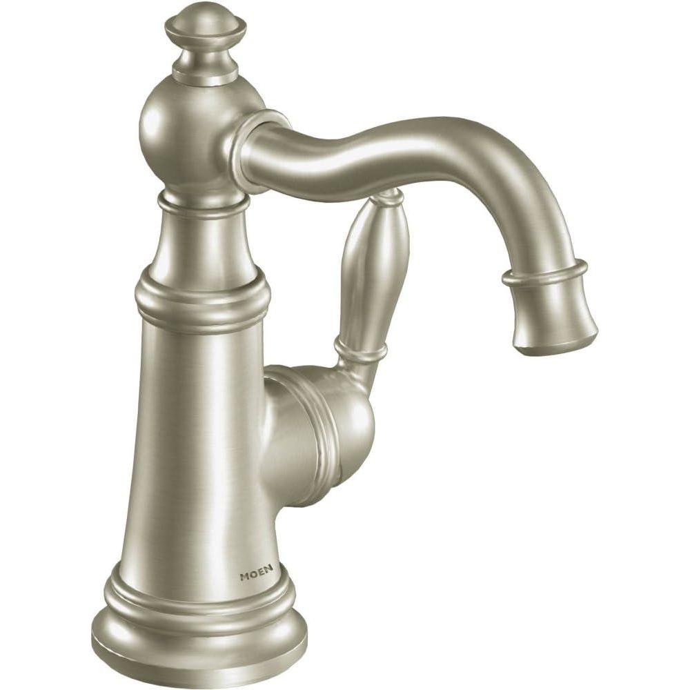 image:imageMoen S42107BG Weymouth OneHandle Single Hole Traditional Bathroom Sink Faucet with Drain Assembly Brushed GoldBrushed Nickel