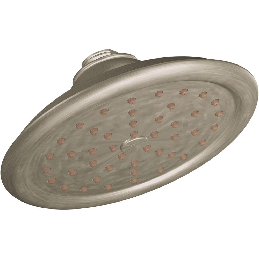 image:imageMoen S6310WR ExactTemp 7 Single Function Rainshower Showerhead with Immersion Technology at 25 GPM Flow Rate Wrought IronBrushed Nickel
