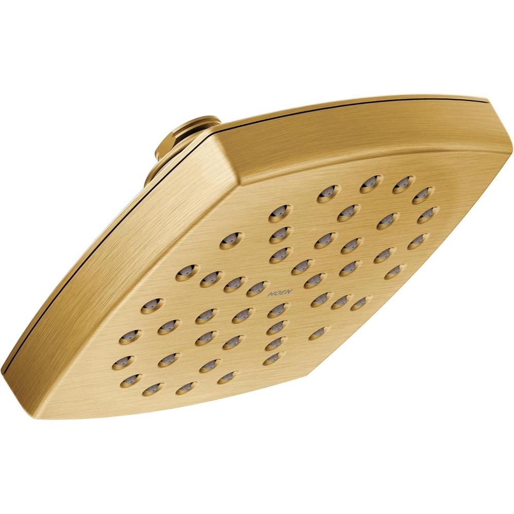 image:imageMoen S6365BL Voss 6 SingleFunction Rainshower Showerhead with Immersion Technology Matte BlackBrushed Gold