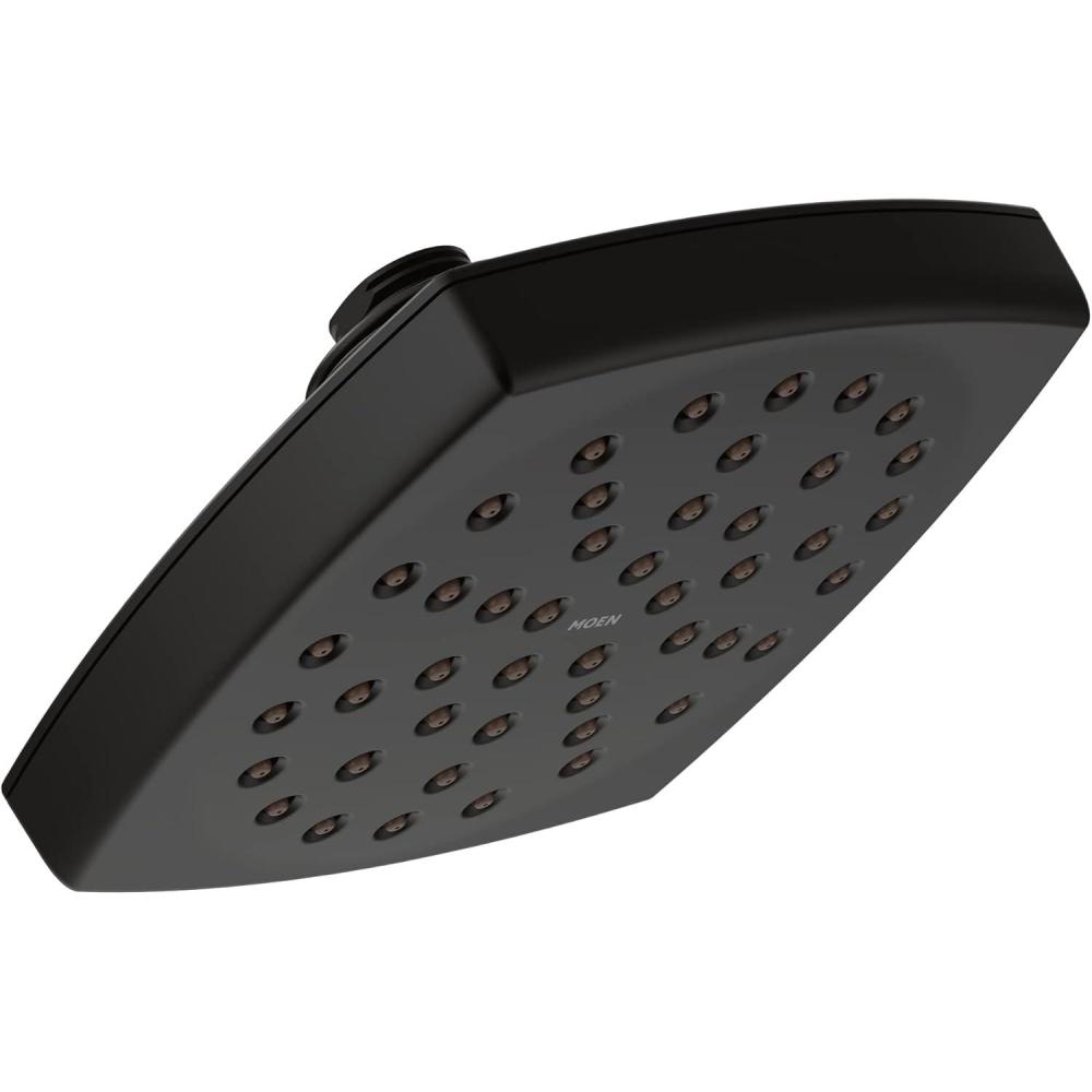 image:imageMoen S6365BL Voss 6 SingleFunction Rainshower Showerhead with Immersion Technology Matte BlackPolished Nickel