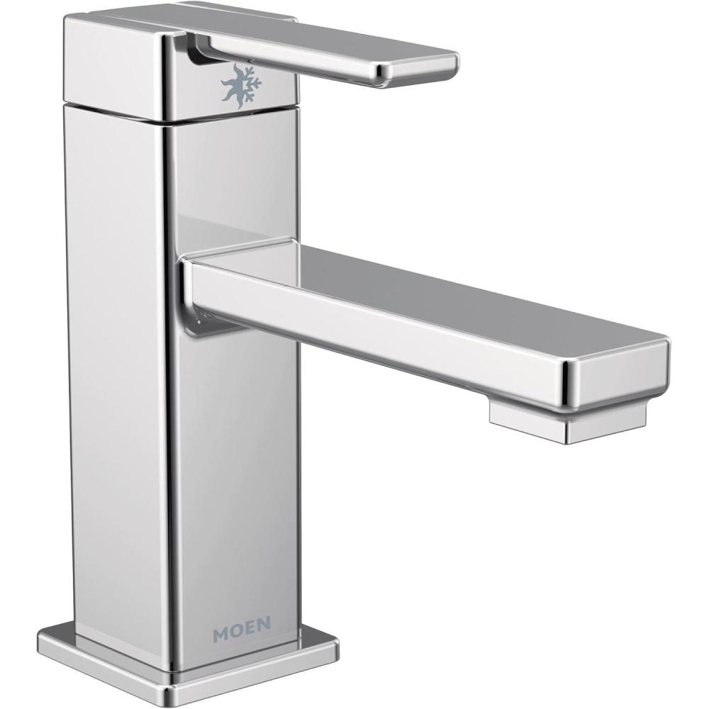 image:imageMoen S6710 90 Degree OneHandle Single Hole Modern Bathroom Sink Faucet Chrome