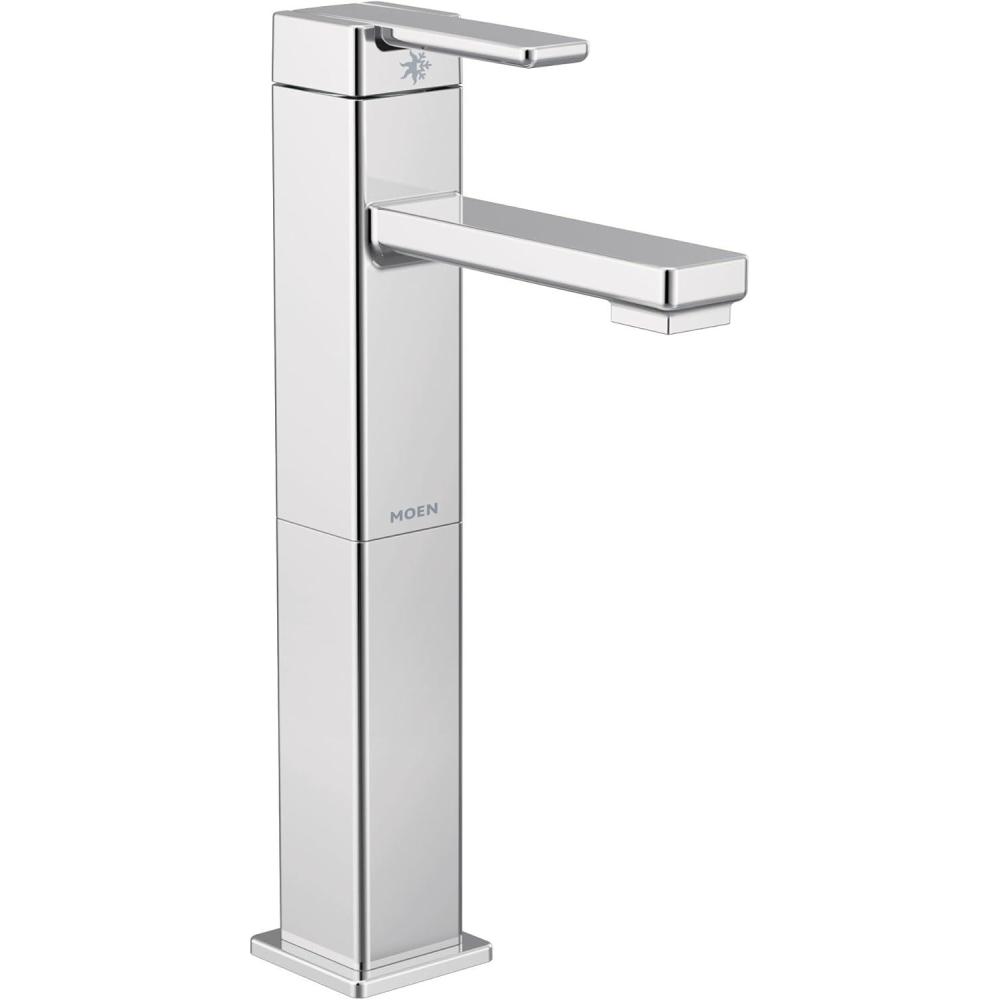 image:imageMoen S6712 90 Degree OneHandle Single Hole Vessel Sink Modern Bathroom Faucet Chrome