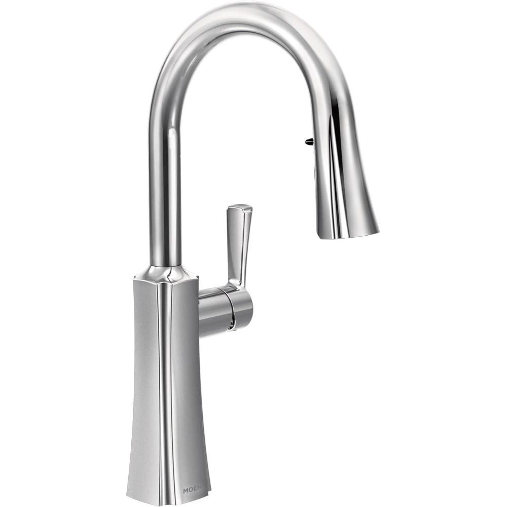 image:imageMoen S72608SRS Etch OneHandle High Arc Pulldown Kitchen Faucet with Power Clean ChromeChrome