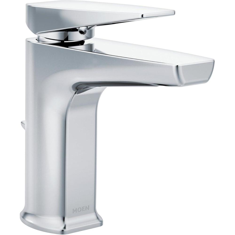 image:imageMoen S8000 Via OneHandle Modern Bathroom Faucet Matte Black and ChromeChrome