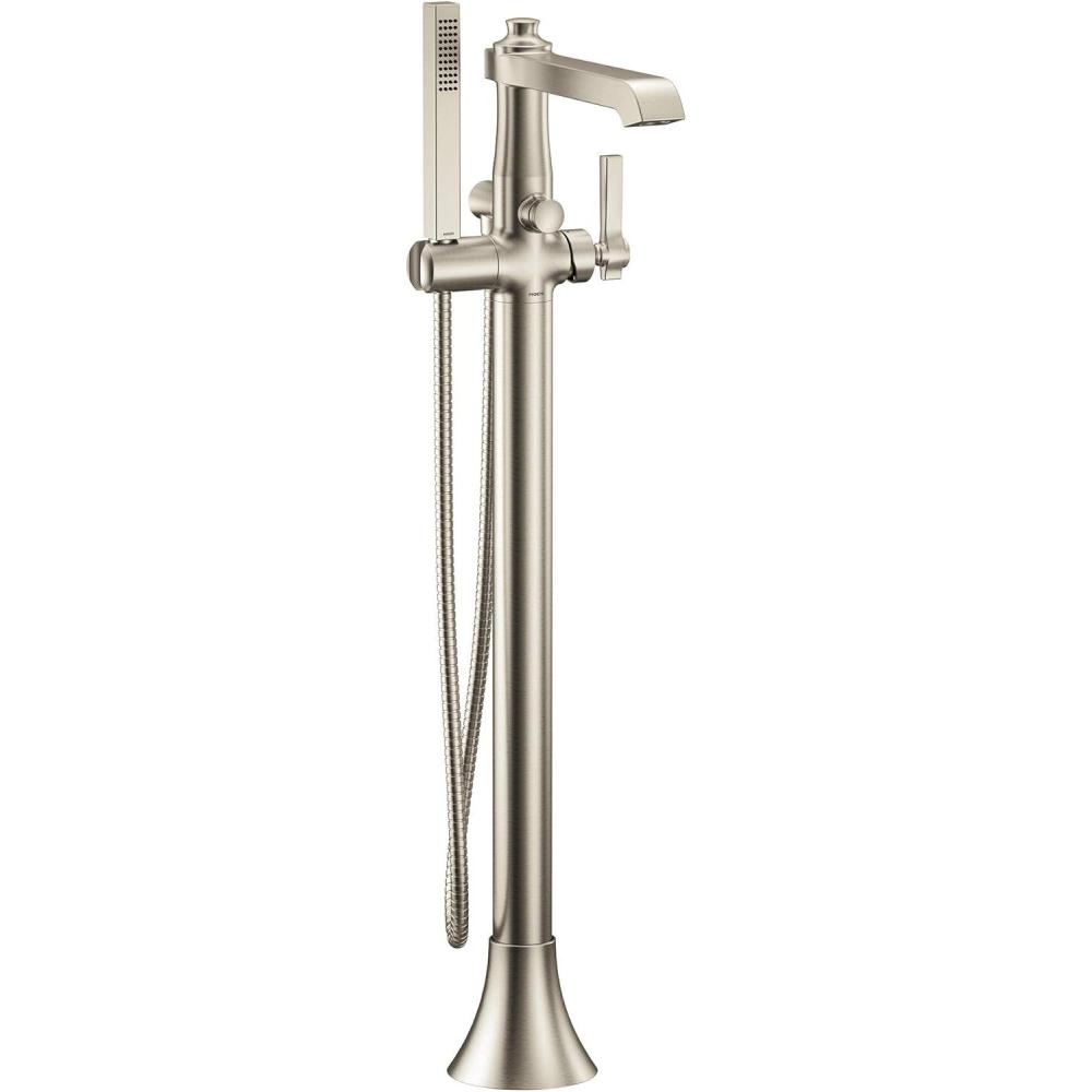 image:imageMoen S931 Flara OneHandle Freestanding Floor Mount Tub Filler with Handshower ChromeBrushed Nickel