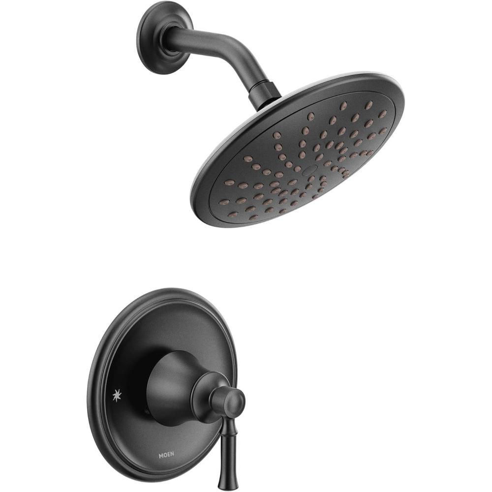 image:imageMoen T2282EPBL Dartmoor Shower Only System with Rainshower Showerhead Without Valve Matte Black