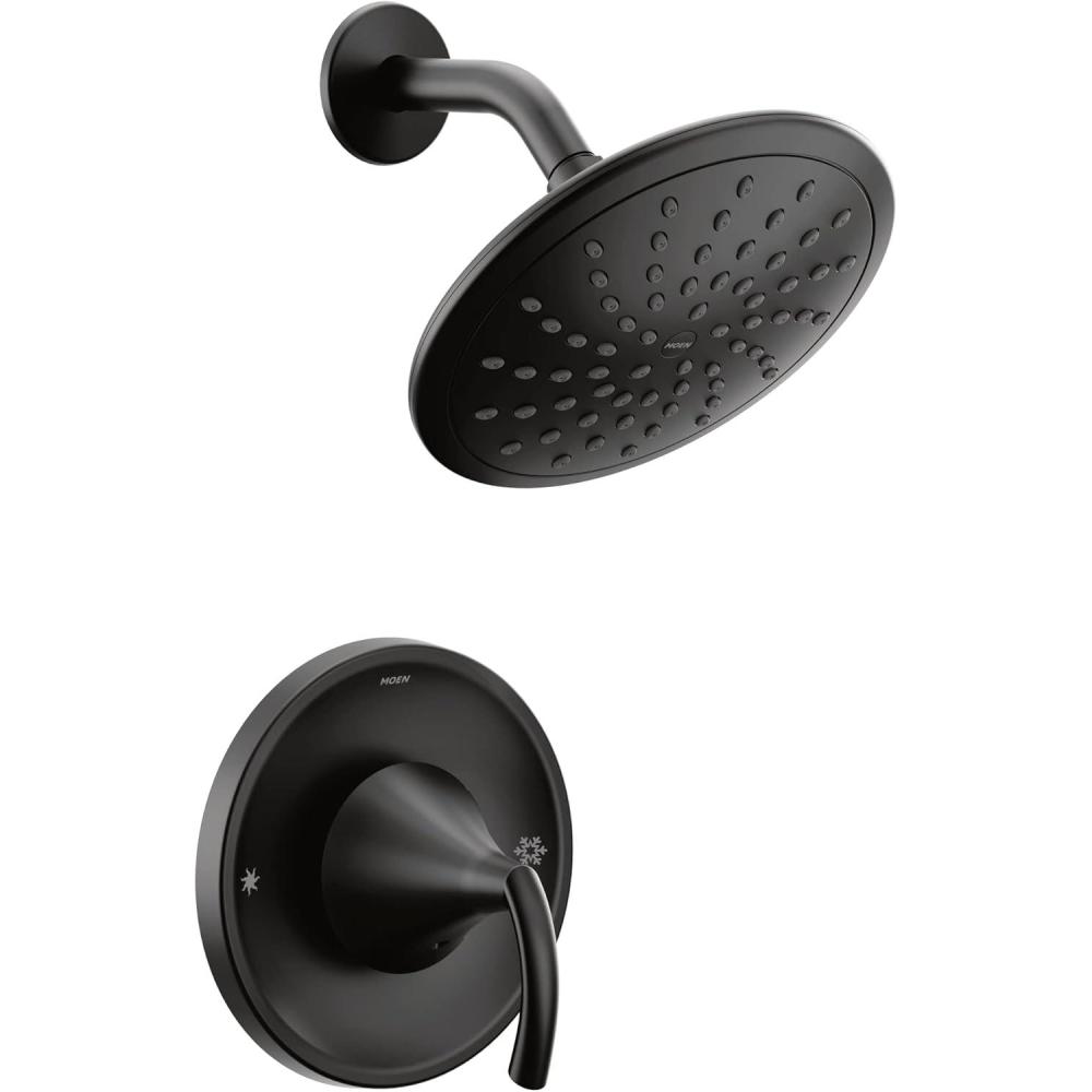 image:imageMoen T2842EPBL Glyde Shower Only System with EcoPerformance Rainshower Showerhead without Valve Matte Black
