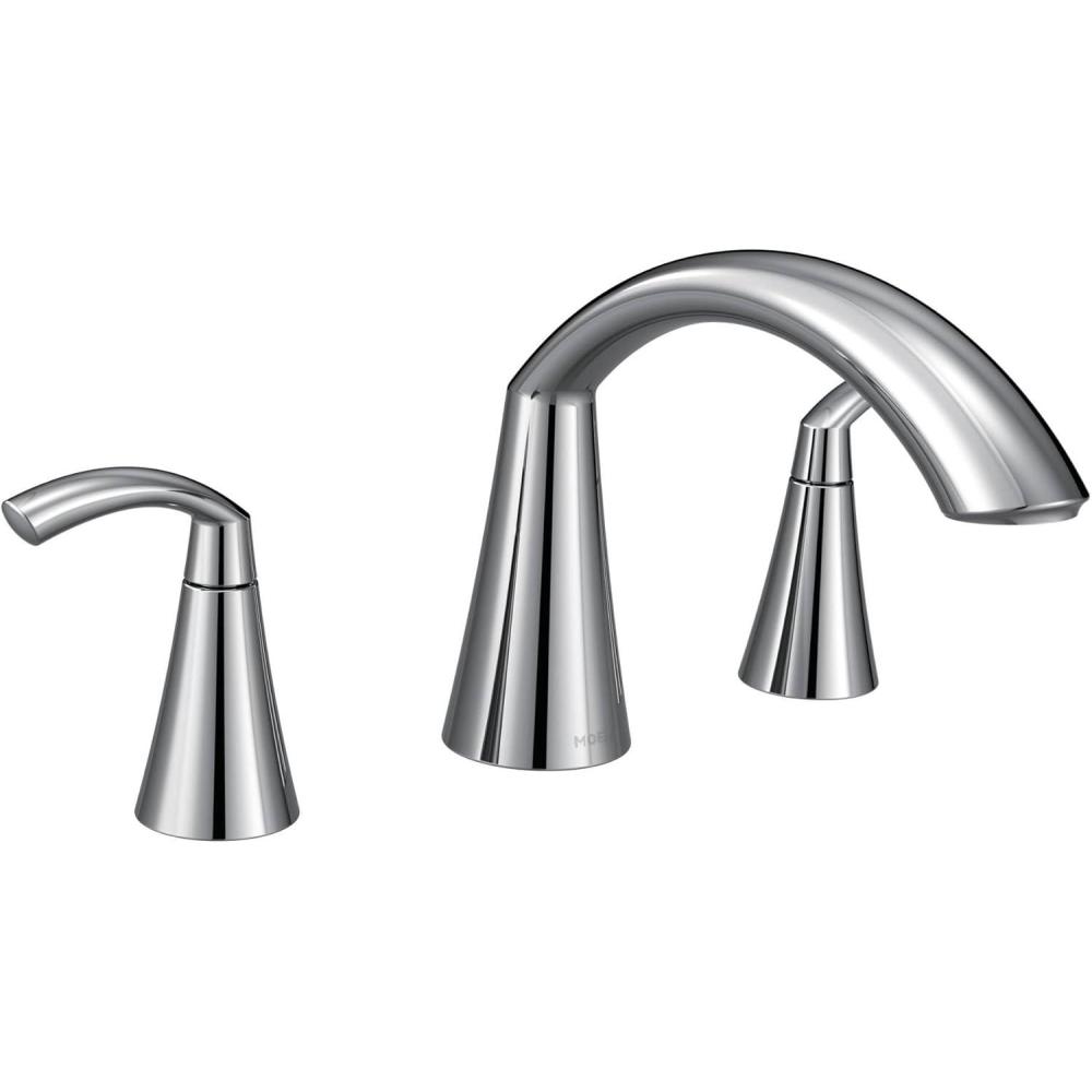 image:imageMoen T373 Glyde Chrome TwoHandle high arc Roman tub FaucetChrome