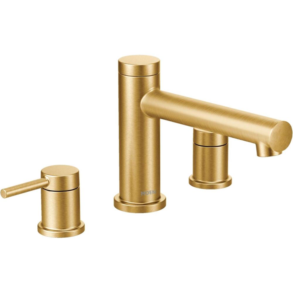 image:imageMoen T393BG Align 2Handle Deck Mount Modern Roman Tub Faucet Trim Kit Valve Required Brushed GoldBrushed Gold