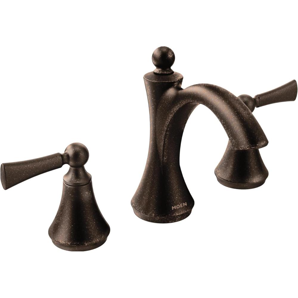 image:imageMoen T4520ORB Wynford TwoHandle Widespread HighArc Bathroom Faucet without Valve OilRubbed Bronze