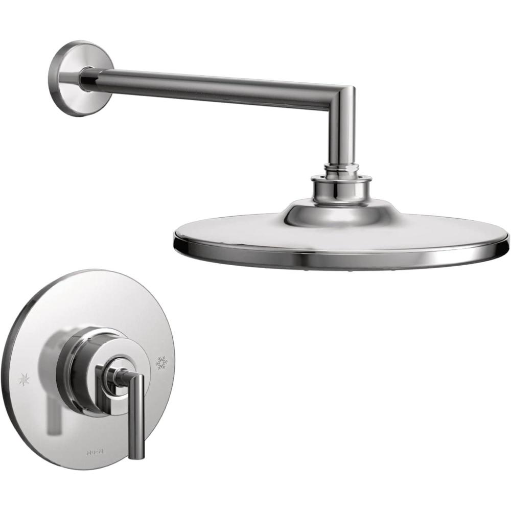 image:imageMoen TS22002BL Arris PosiTemp Pressure Balancing Modern Shower Trim Kit with 10Inch Rainshower Valve Required Matte BlackChrome