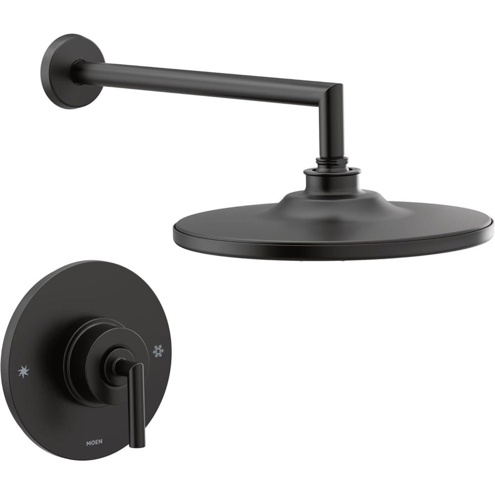 image:imageMoen TS22002EP Arris PosiTemp Pressure Balancing Modern Shower Trim Kit with 10Inch EcoPerformance Rainshower Valve Required ChromeMatte Black