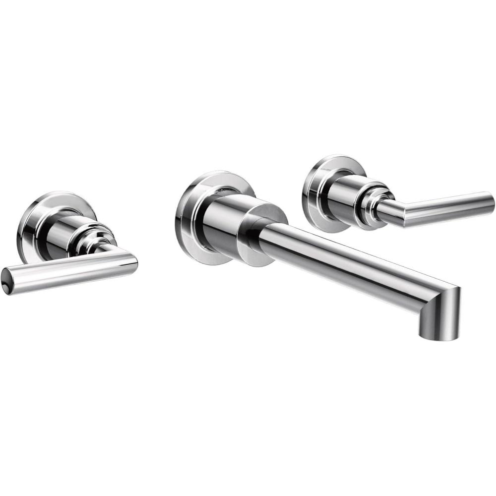 image:imageMoen TS43003 Arris TwoHandle Wall Mount Bathroom Faucet Trim Valve Required ChromeChrome